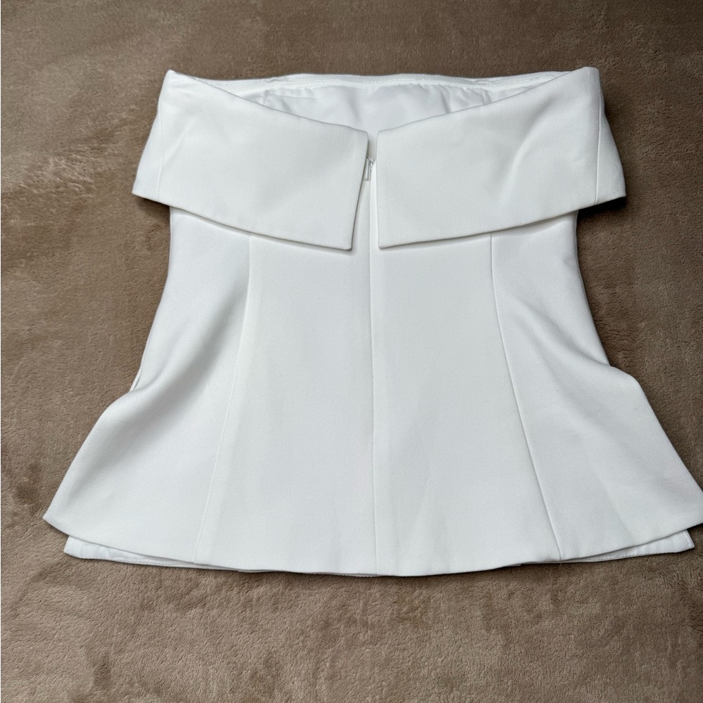 Babaton White Strapless Fold-Over Bodice Top - Picture 2 of 3